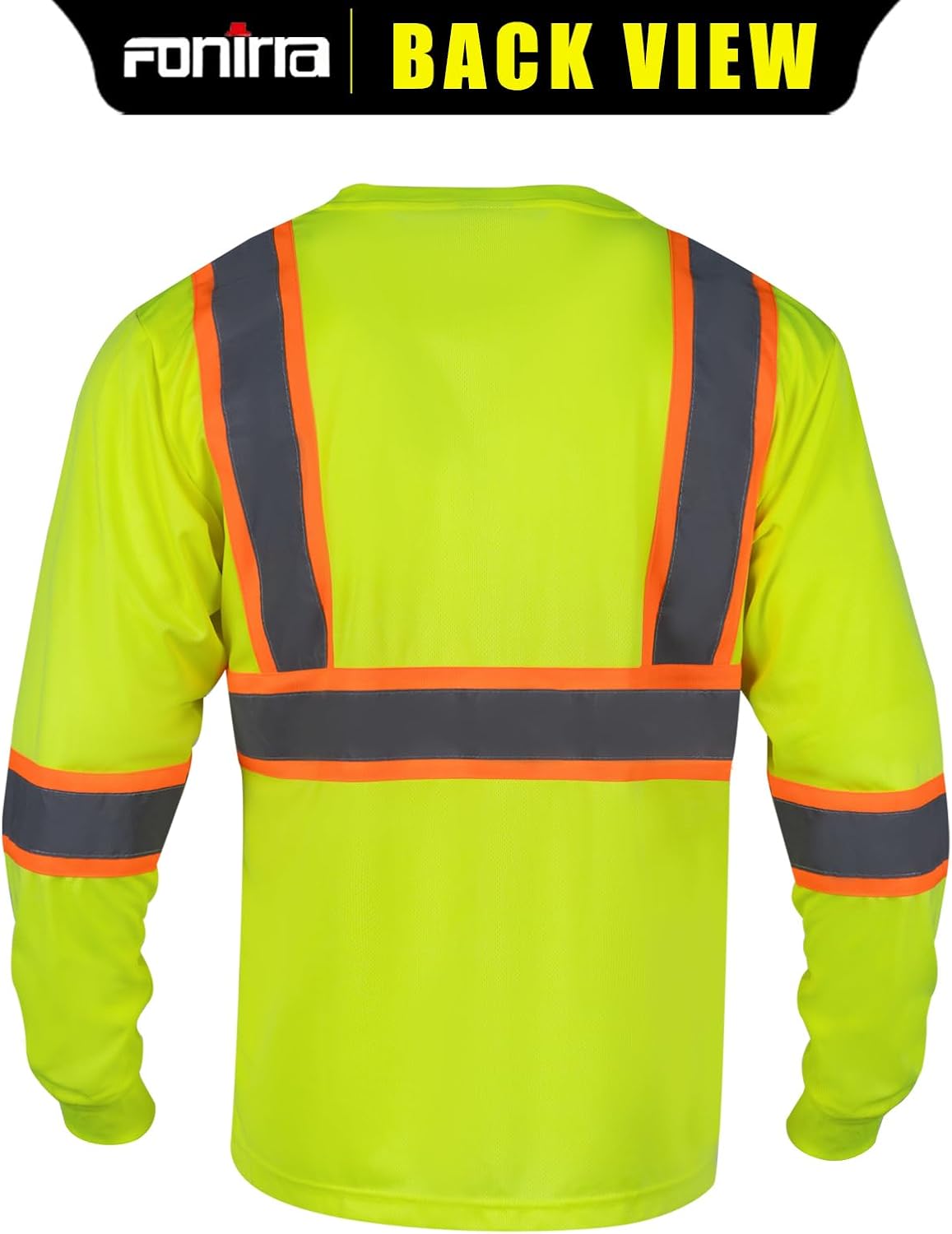 FONIRRA Long Sleeve Safety T Shirt Reflective High Visibility Construction Work Shirts ANSI Class 3 for Men - Image 3