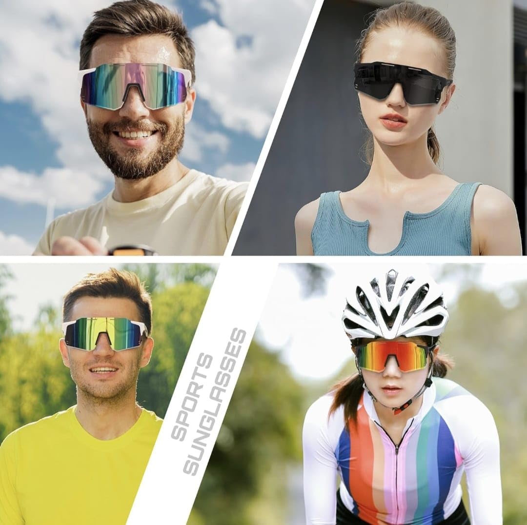 Dervin Occhiali da sole sportivi non polarizzati resistenti ai raggi UV, per uomo e donna, guida, ciclismo, pesca, cricket