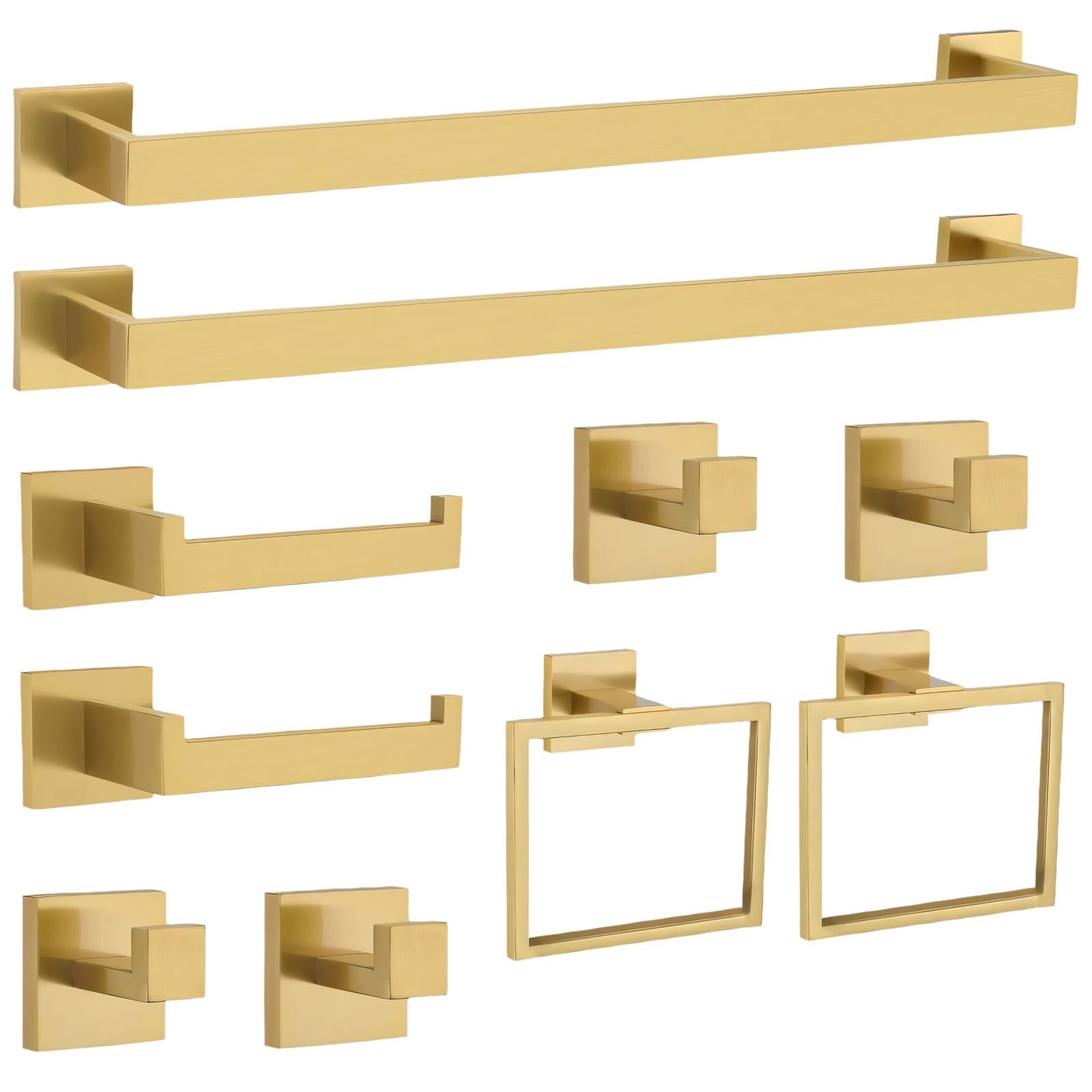 Elnwnnkc Gold 10Pc Rustproof Bathroom Hardware Collection Featuring Matching Towel Racks And Holders Multi Functional Towel Track