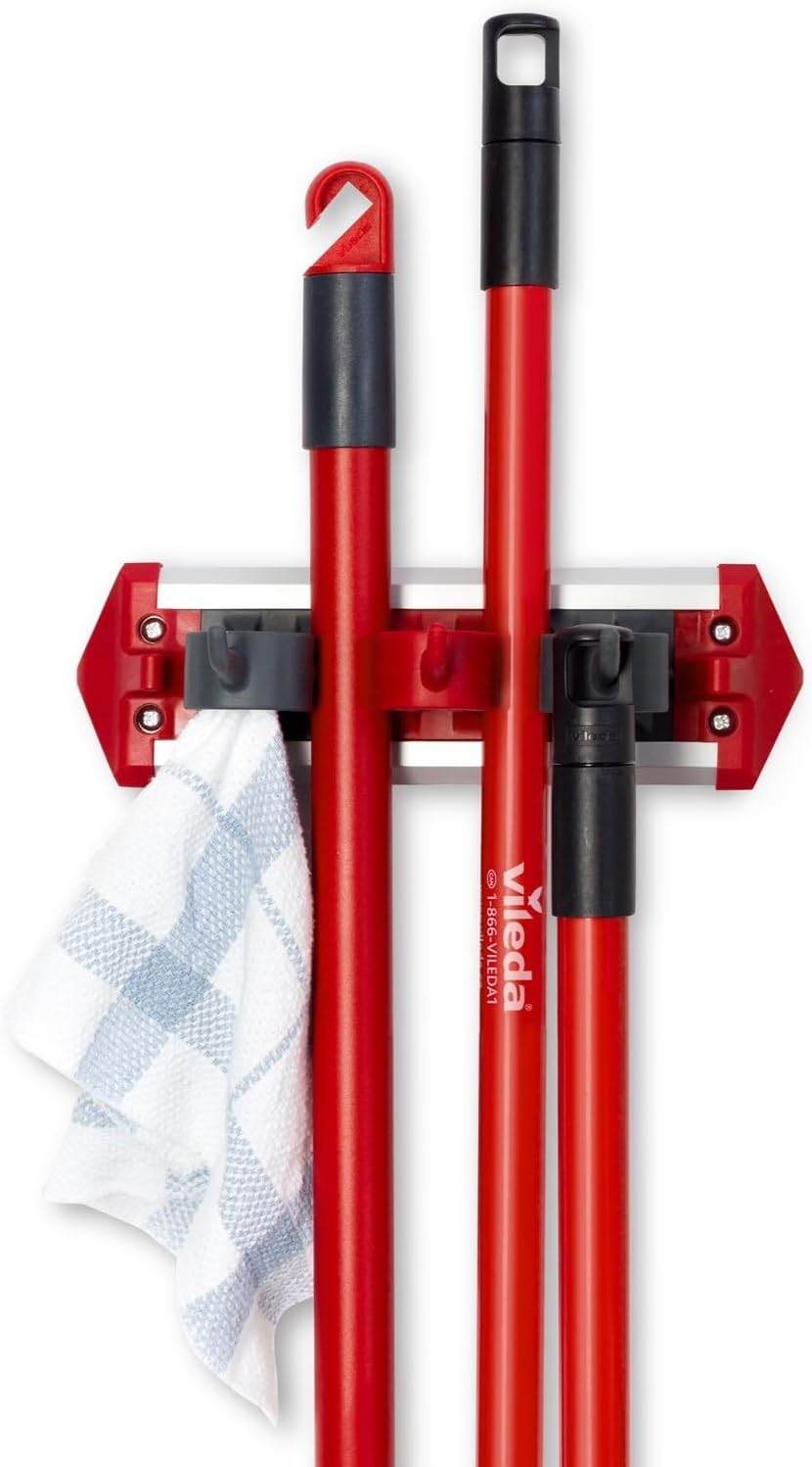 Vileda Mop and Broom Holder Wall Mount Wall Organizer for Garage