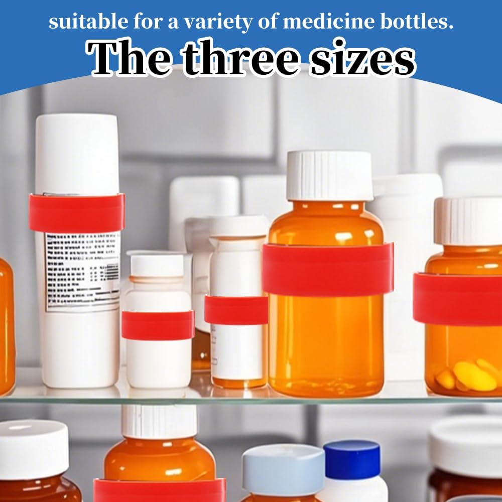 9 Pack Label Clips for Medicine/Pill Bottles - Durable Organizer Clips for Easy Medication Identification, Perfect for Daily Medication & Travel Essentials (Red)