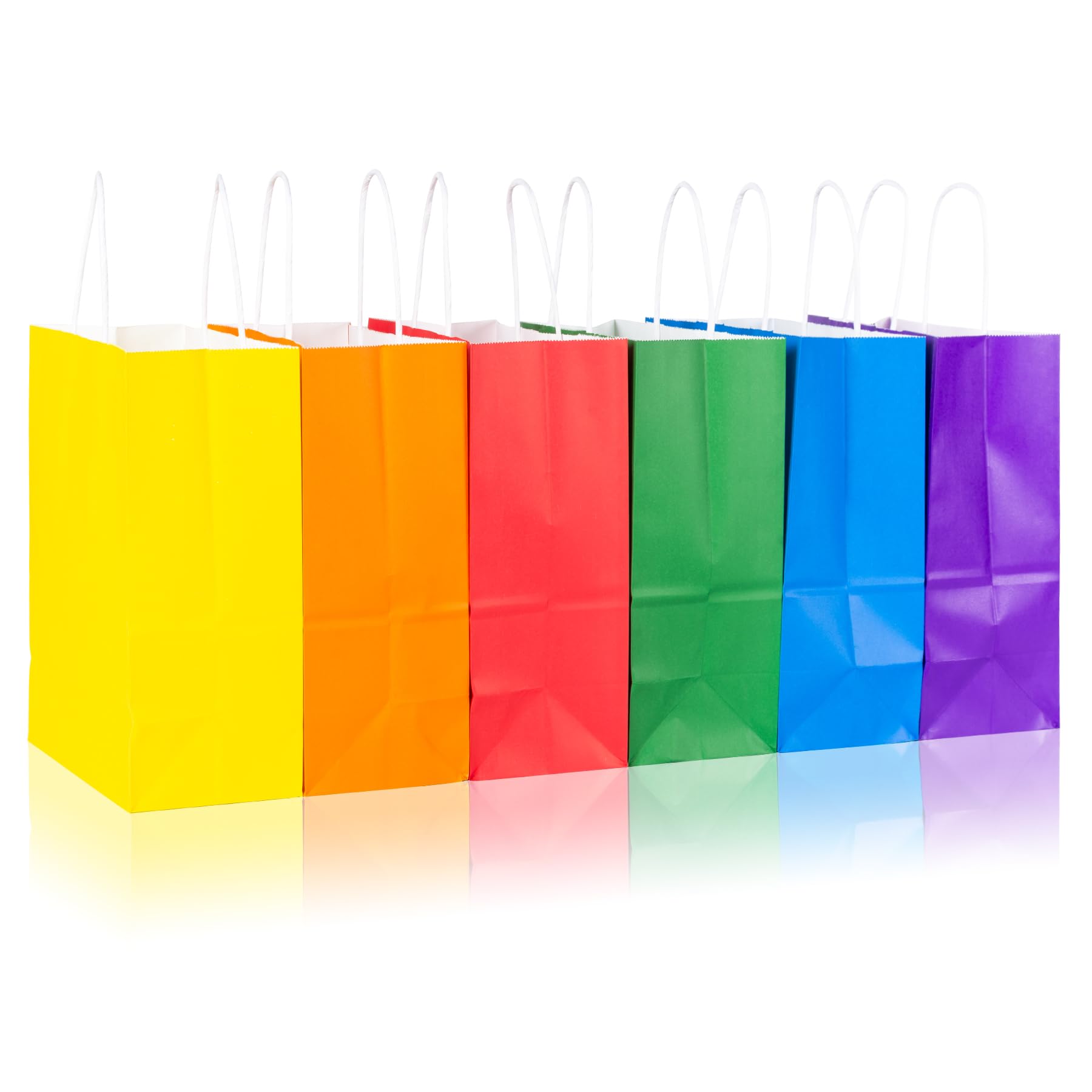 PakTalk Papiertüten mit Griffen, 6 Farben, mittelgroße Geschenktüten, 24 Stück