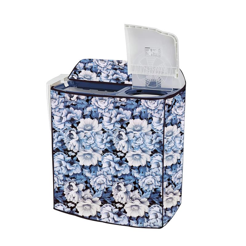 MOGNE FAB Washing Machine Cover Compatible for LG Semi-Automatic 6KG (P6001RGZ) Blue Flower.