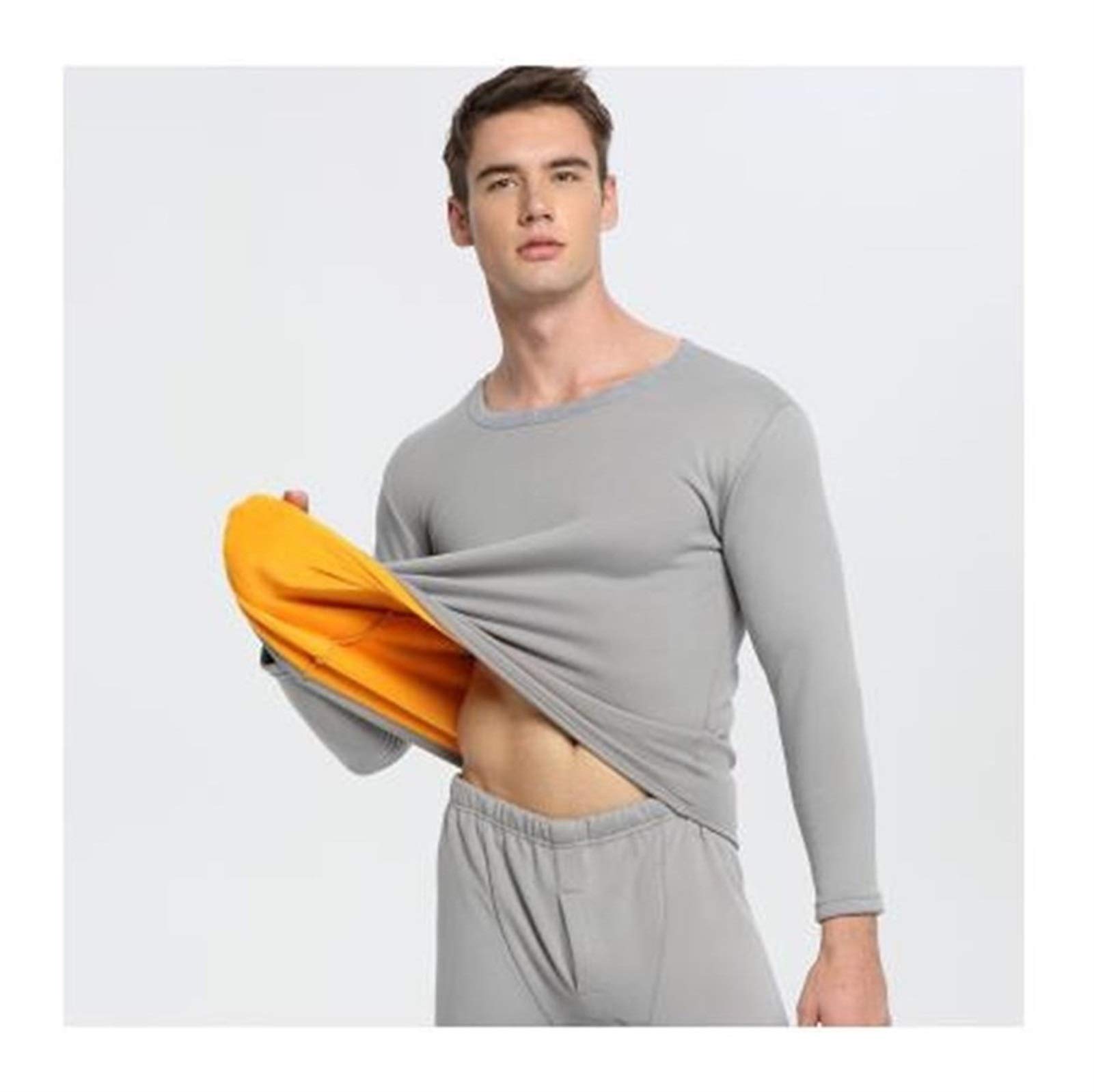 Bielizna termiczna dla mężczyzn, zima, zestaw dla kobiet, ciepły w zimnej porze roku, rozmiar M do 4XL, materiał (kolor: szary, rozmiar: 3XL.)