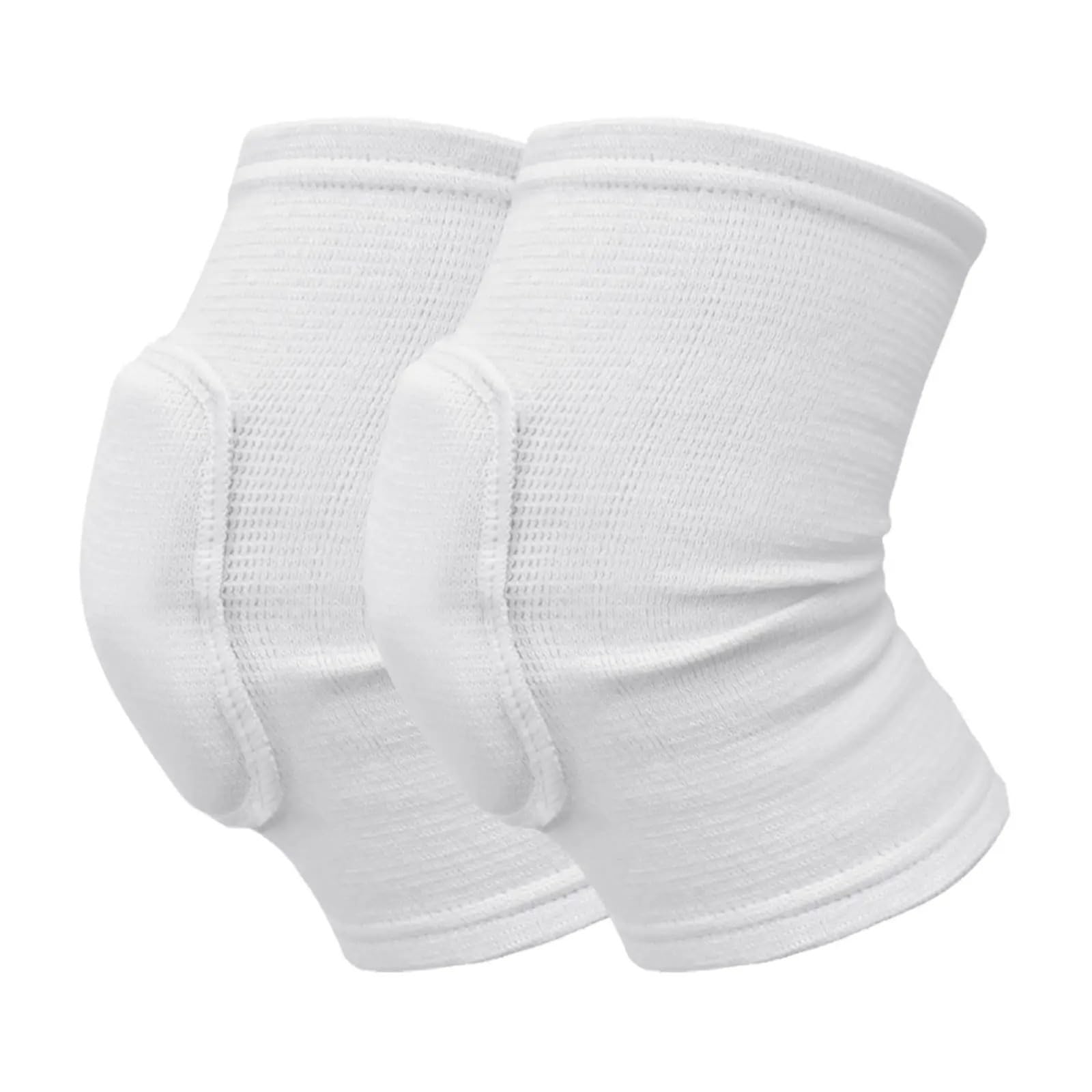 Heuchuan Men's White Knee Protectors Sports Compression Knee Pads Elastic Knee Protector Thickened Sponge Knees Brace Support For Dancing Workout Training(,L)