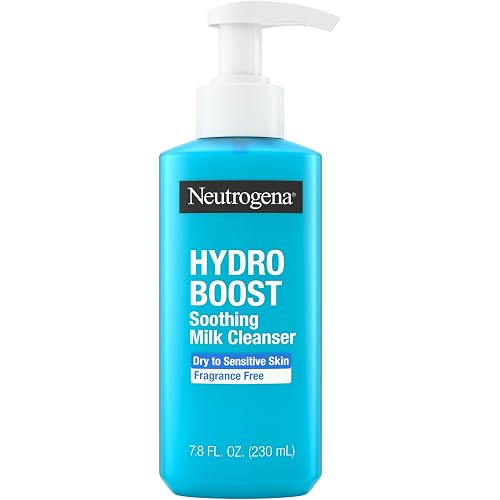 Neutrogena Hydro Boost Face Wash Soothing Milk Cleanser, Fragrance Free Hydrating Facial Cleanser With Hyaluronic Acid, Sensitive Skin Face Wash & Makeup Remover, 7.8 Fl Oz