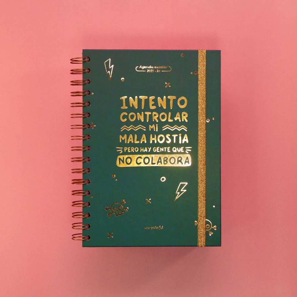 Puterful - School Planner 23/24 - Bad Host Deluxe - School Planner - Week to View - Agenda with Funny Messages - A5 Size - 2023/2024-12 Months - September 2023 to August 2024