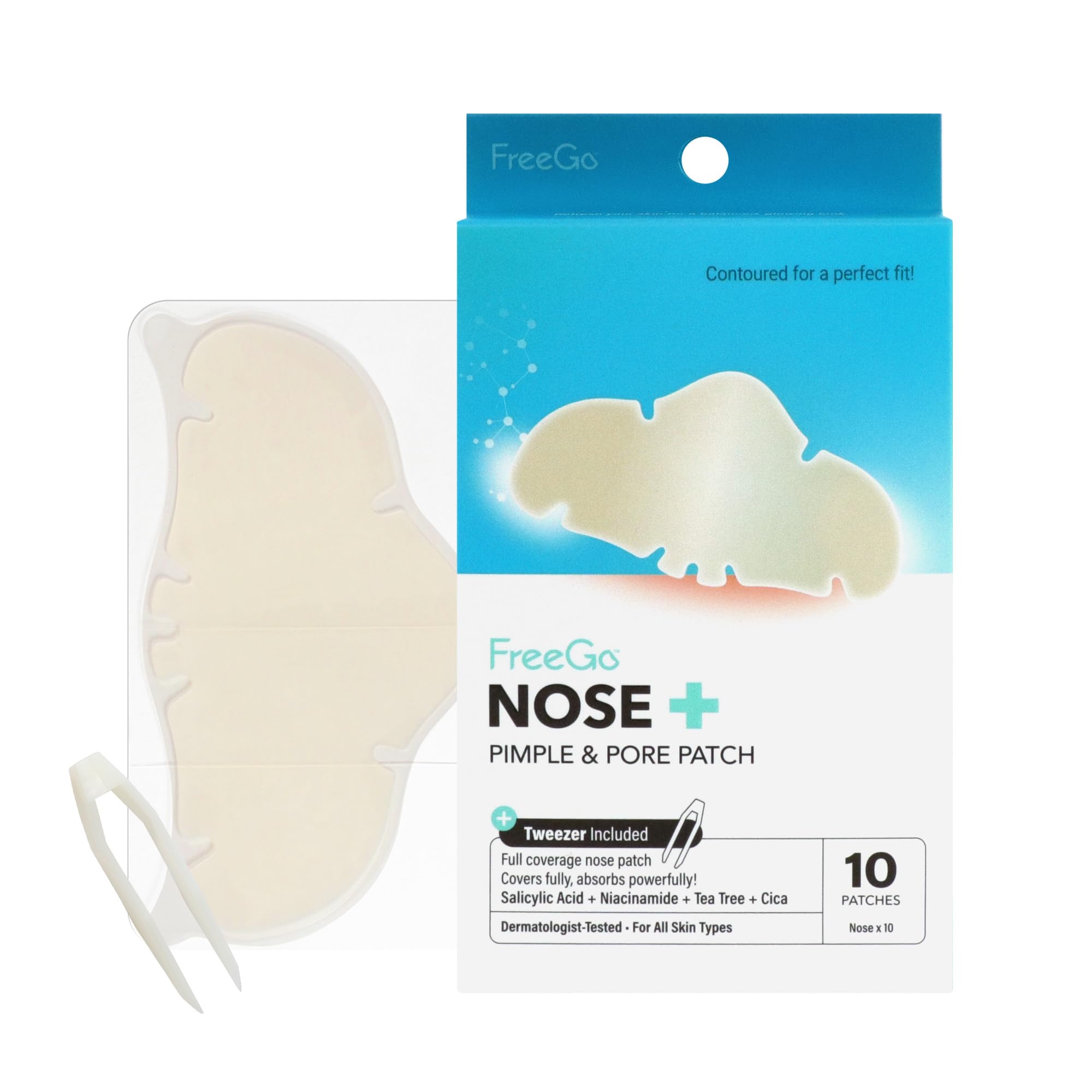 FreeGo Nose Hydrocolloid Pimple Pore Patches for Face Large Pimple Patches for Breakouts Zit Blemish Spot Facial Stickers