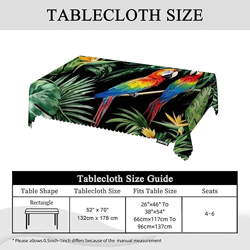 Miniatura 5 de Swono Mantel de loro de 52 x 70 pulgadas, diseño de guacamayo tropical, hojas de palmera de la selva, mantel de comedor de granja, antimanchas, para
