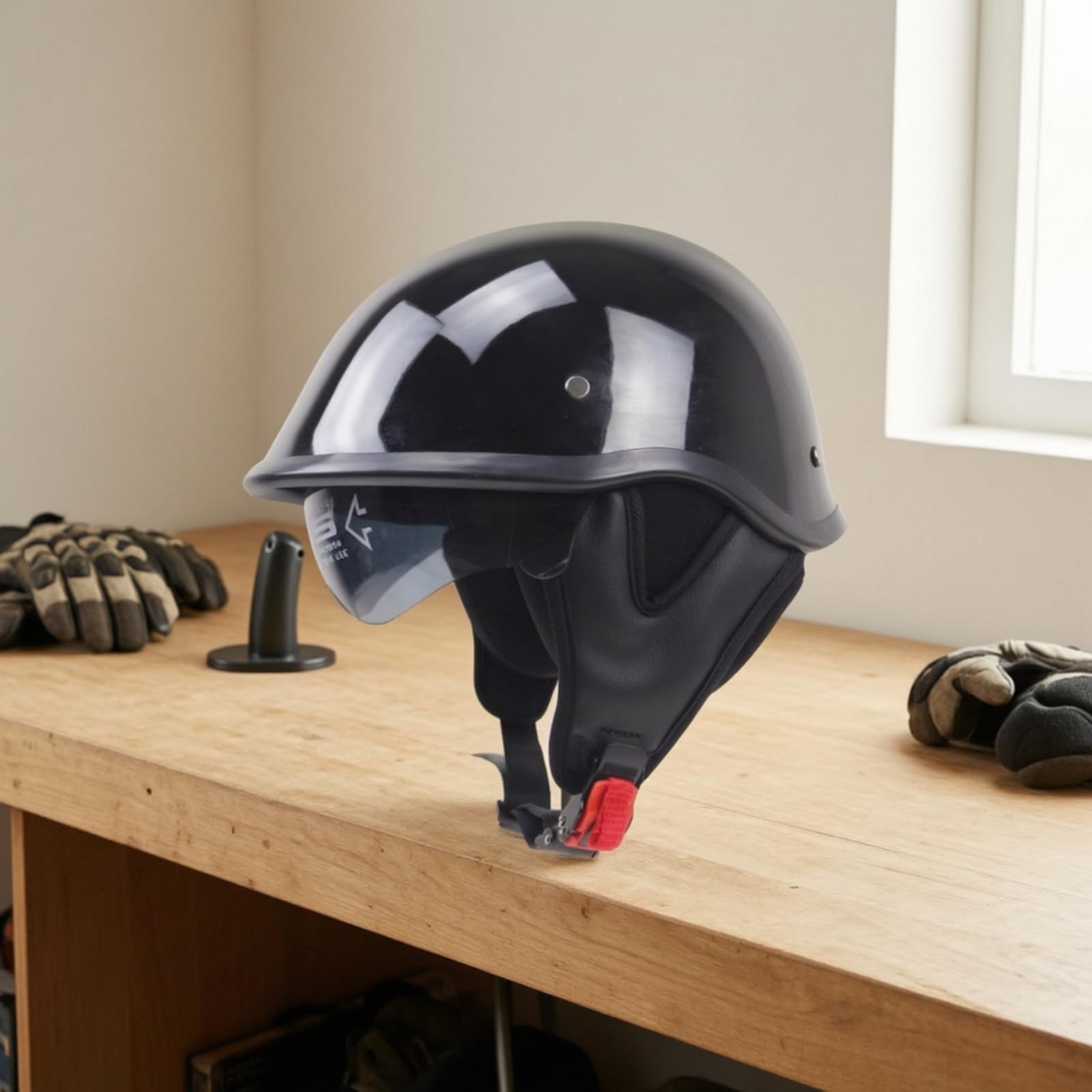 Casco Integrale con Visiera Antivento Omologato Calotta in E Cinghia a per Pendolare