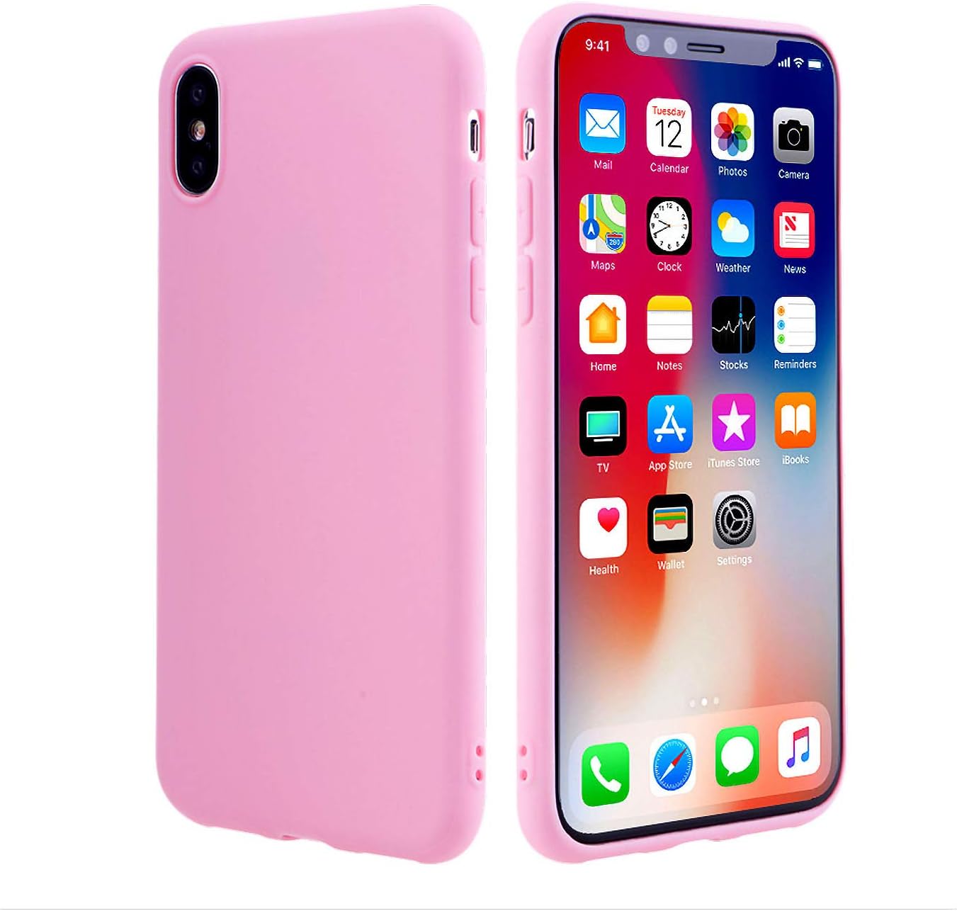 Compatible with Thin iPhone Xs MAX Case, [Ultra-Thin] & [Soft Touch] Premium Matte TPU Protect Cover Durable Light Shockproof Shell TPU Silicone Gel Bumper Compatible with iPhone Xs MAX (2018 (Pink)
