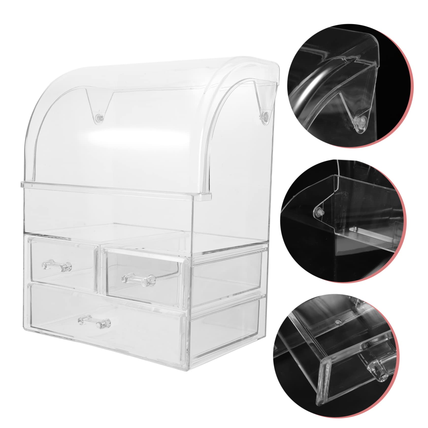 Ipetboom Organizzatore da Scrivania Cassetti, Scatola Portaoggetti in Ps, Grande Scomparto e Mini Cassetti per Cosmetici e Smalti