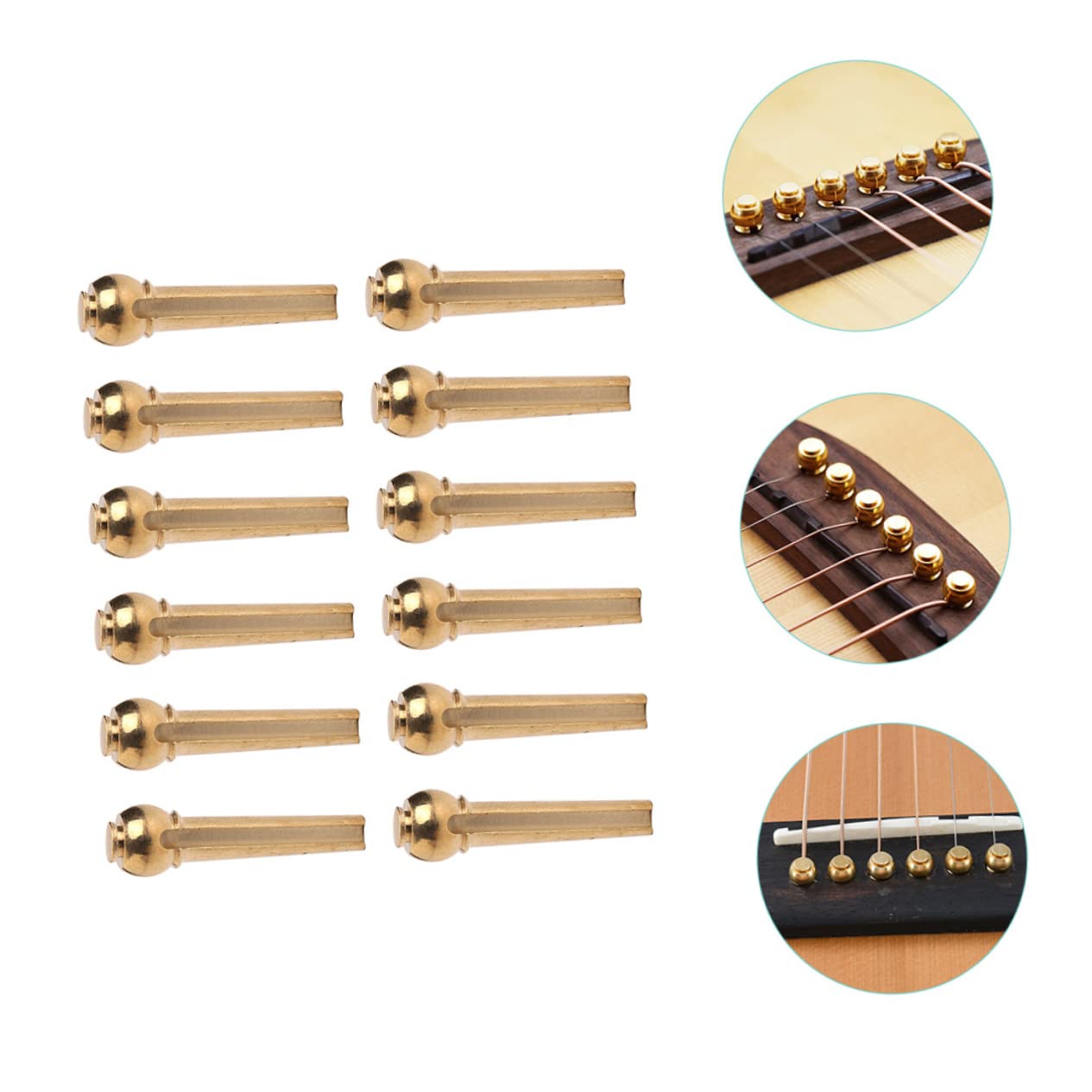 12pcs String Guitar Brass String Nail Pin Peg for Guitar Fixing Peg for Guitar Acoustic Guitar Pin Guitar Accessories Guitar Bridge Pin Peg Guitar Parts Tuning Pin Brass Guitar Pin