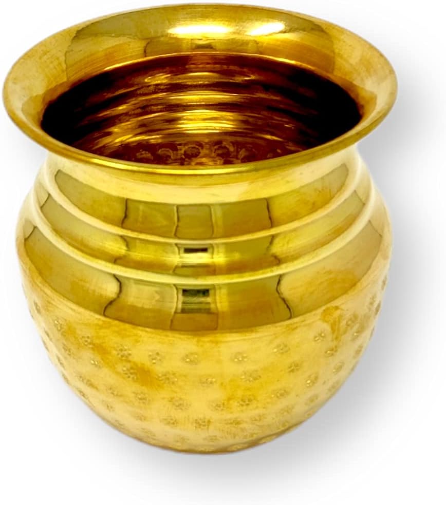 Hashcart Brass Lota - Kalash for Pooja - Brass Vessel Indian, Kalasam for Pooja Home - Indian Brass Decor,