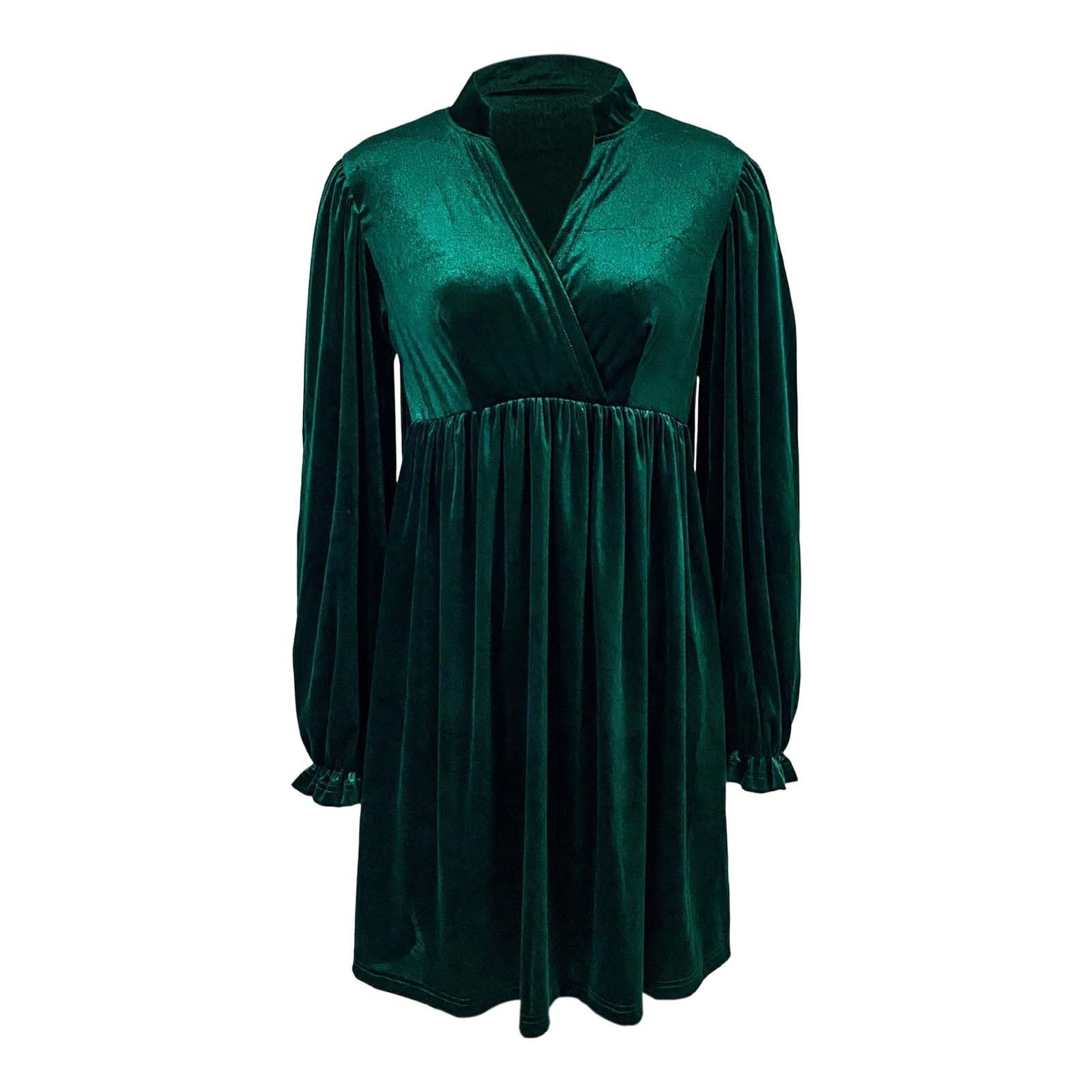TTDGYYXW Freizeitkleider Strickkleid Damen Pulloverkleid Elegantes Herbstkleid Winterkleid Lässiges Samtkleid Elegantes Retro-Kleid mit kurzen Ärmeln A-Linie Urlaub Party Tunika mit