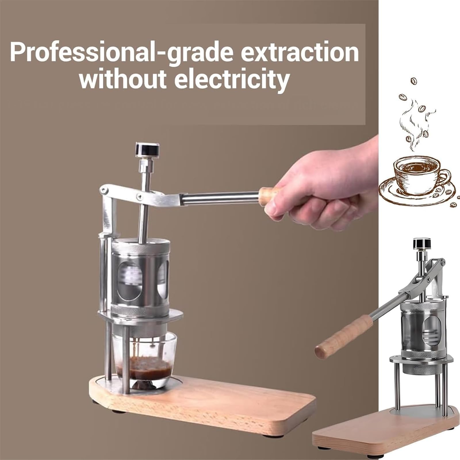 Macchina caffè Espresso Manuale, Macchina Pneumatica con Manometro