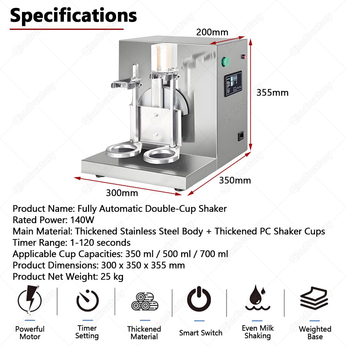 Mélangeur électrique Professionnel pour Bubble Tea 350ml