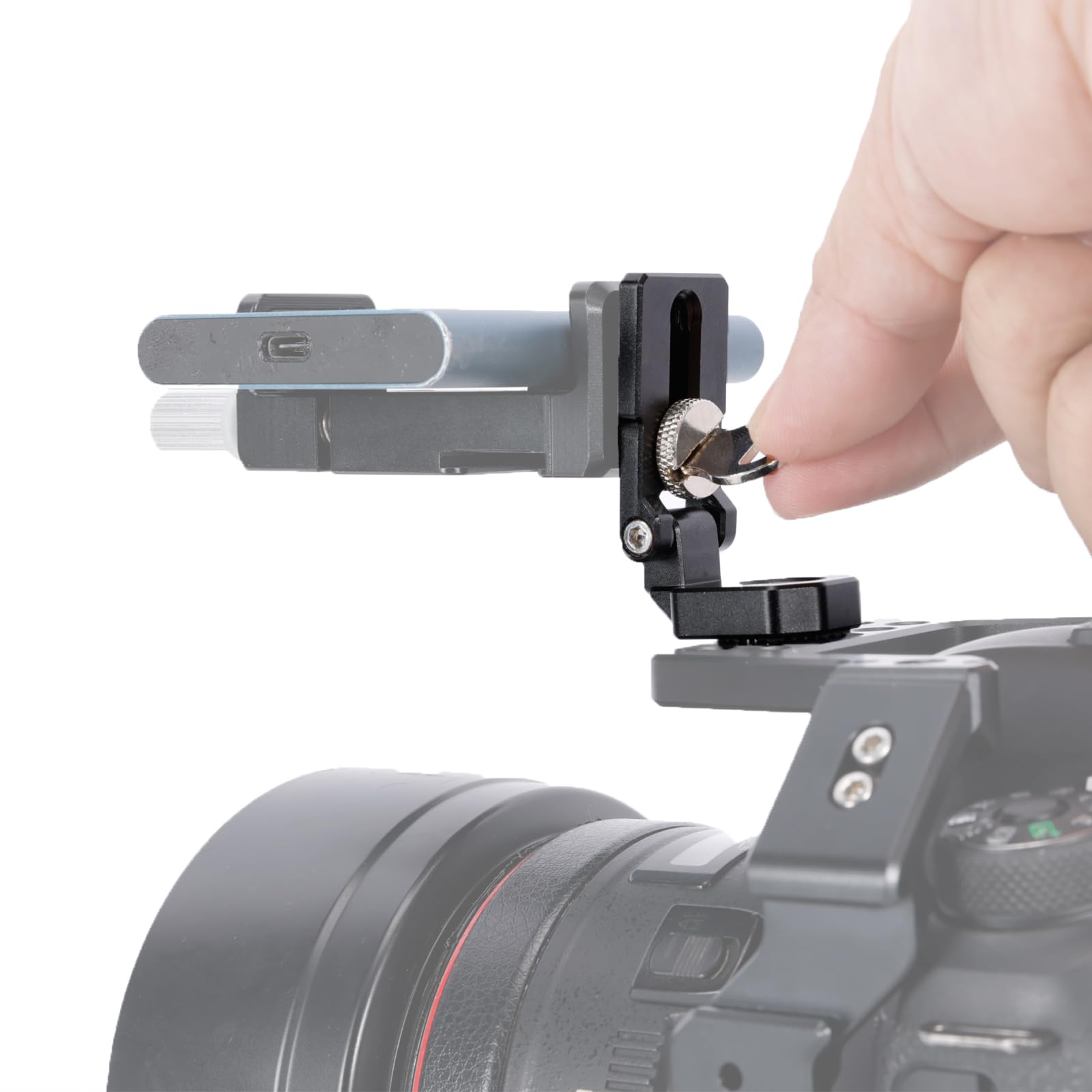 NICEYRIG Mini składany adapter do montażu uchylnego 180° z bolcami ustalającymi Ar-ri do monitora/akumulatora/transmisji bezprzewodowej ze śrubami ustalającymi 3/8-16 Ar-ri (nośność: 0,5 kg)