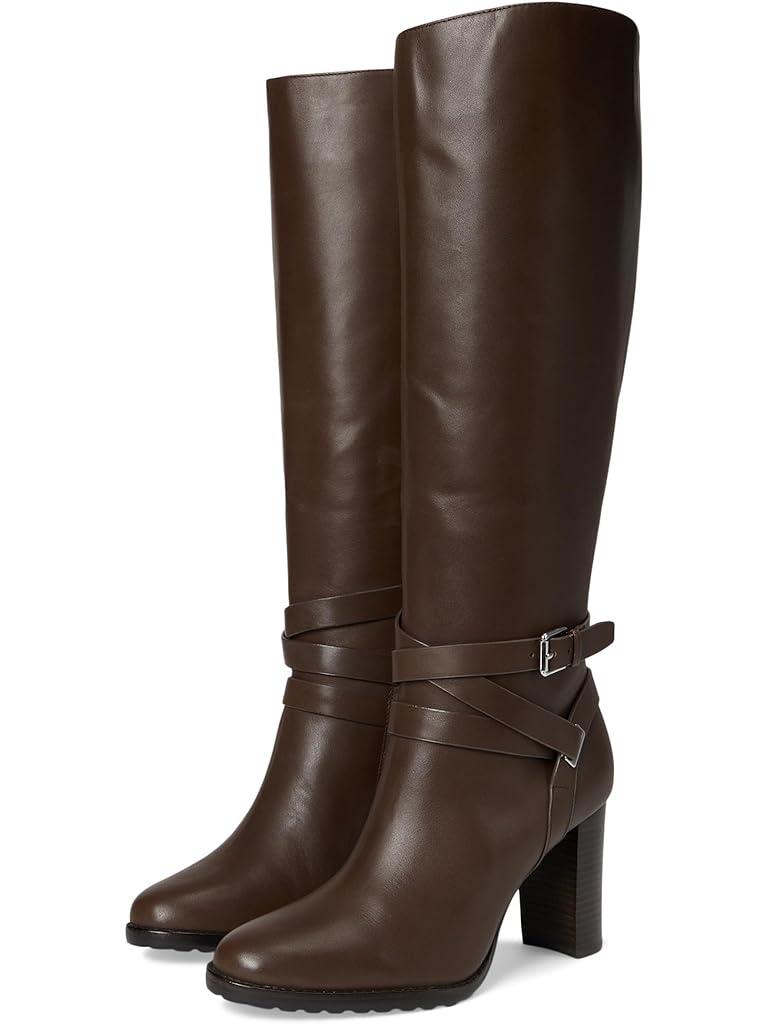 Black Lauren Ralph Lauren Collins Calfskin Tall Boots Heel