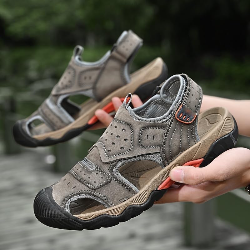 Men's Sandals Men's Outdoor Travel Casual Shoes Leather Men's Sandals Breathable Sandals(41)3