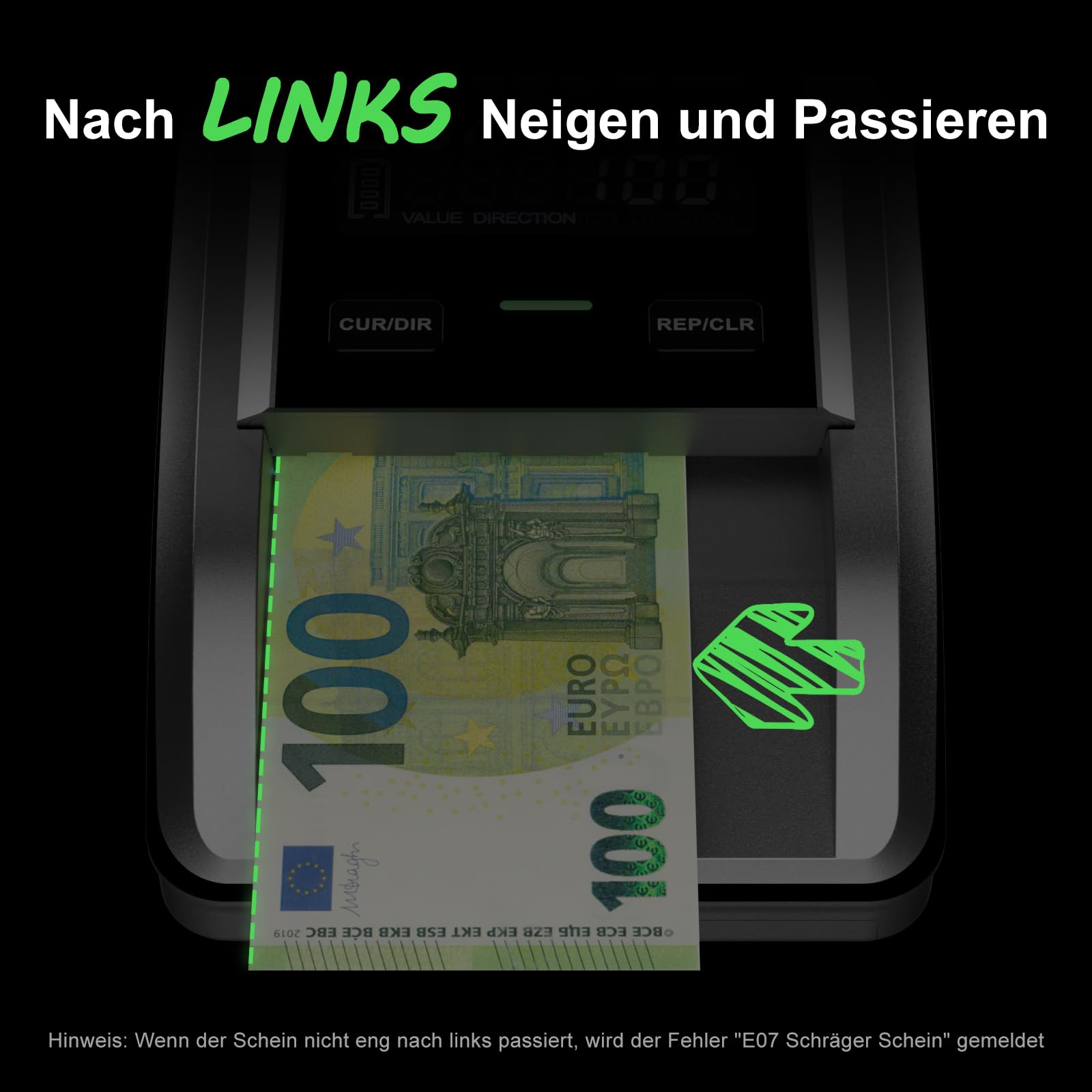 Aneken AL-139 Geldscheinprüfer mit 2.8''Digitalbildschirm, Falschgeld Prüfer mit Gesamtwert und Additions Funktion, 4-Wege-Orientierung und Nachverfolgbaren Aufzeichnungen, Kompatibel EUR/USD/GBP usw