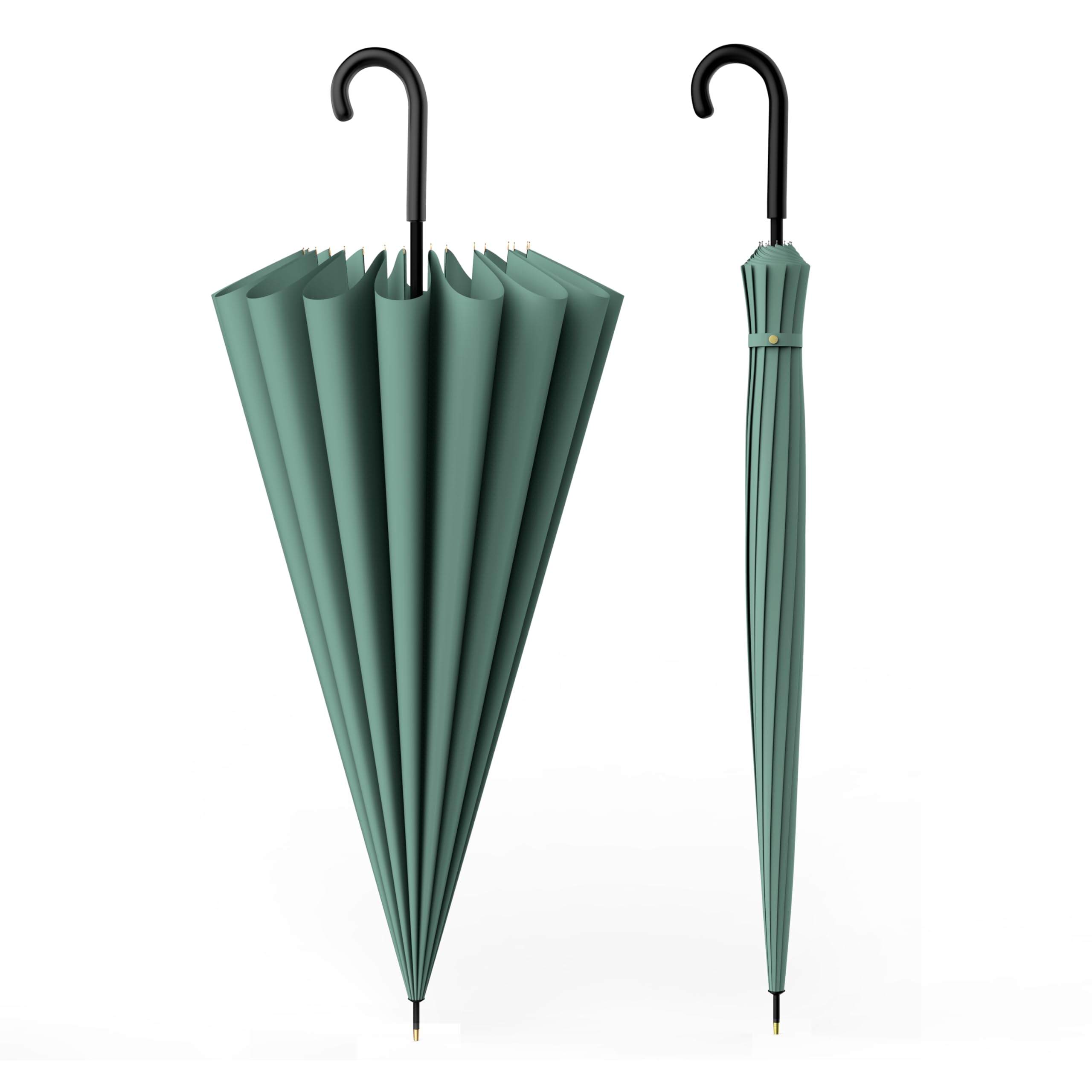 Umbrella for Women- Long Umbrella Travel- Windproof Umbrellas with Straight Shank- Girls Stick Umbrella Macaron Color (Green)