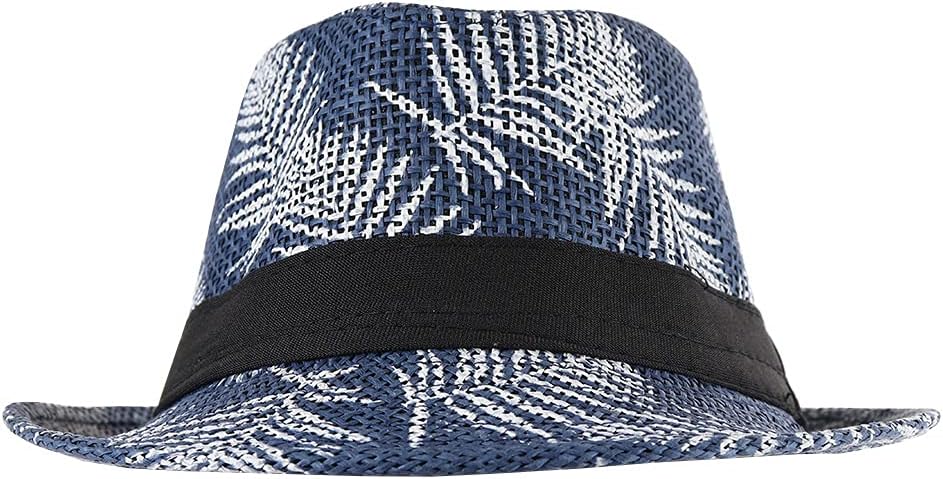 WESTEND Tropical Palm Leaves Short Brim Fedora Hat for Boys Ages 6-12, UPF 50+ Sun Protection
