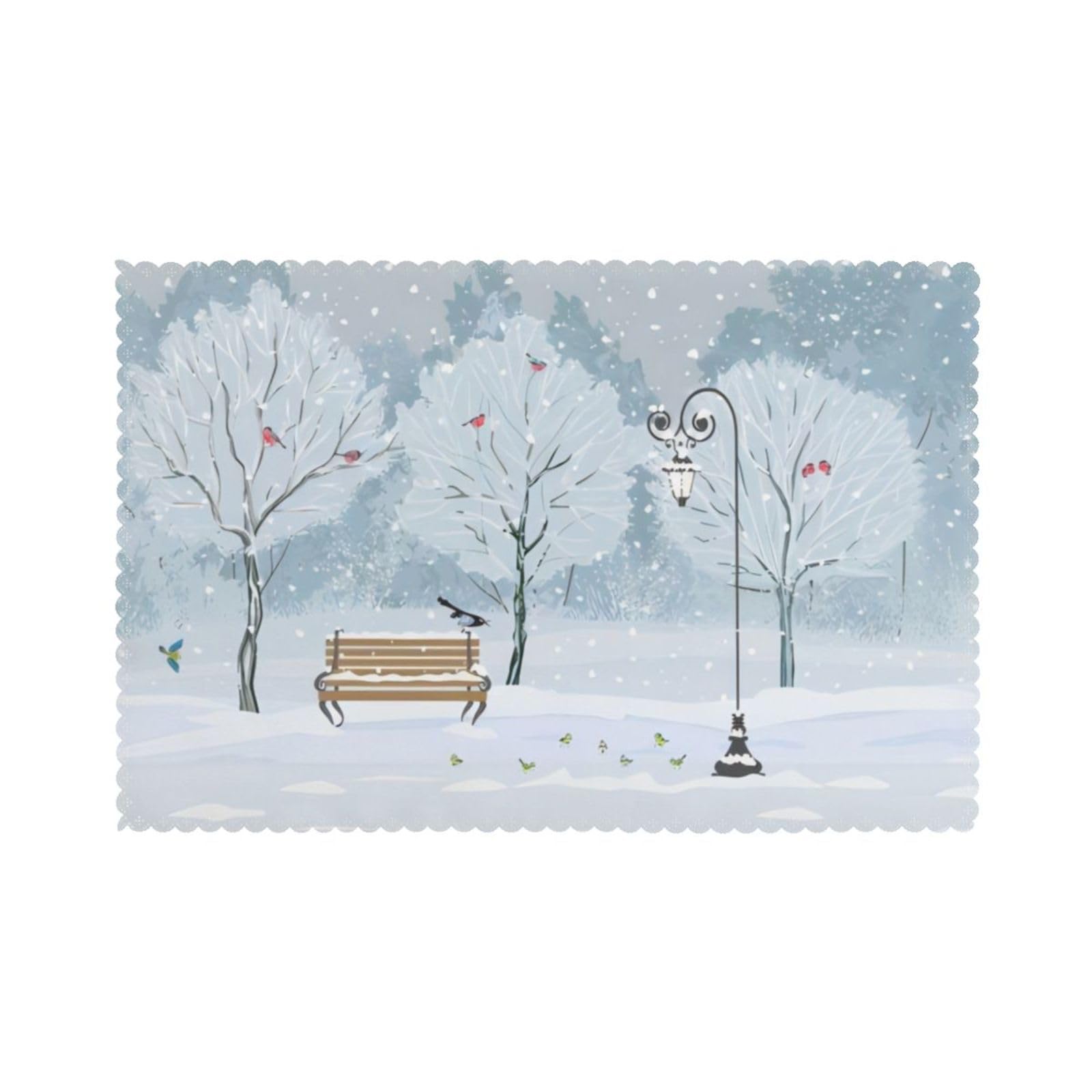 YYHWHJDE Snow Falling In The Park Prints Placemats Set of 6 12x18in - Durable Table Layers with Heat Resistance & Customizable Prints