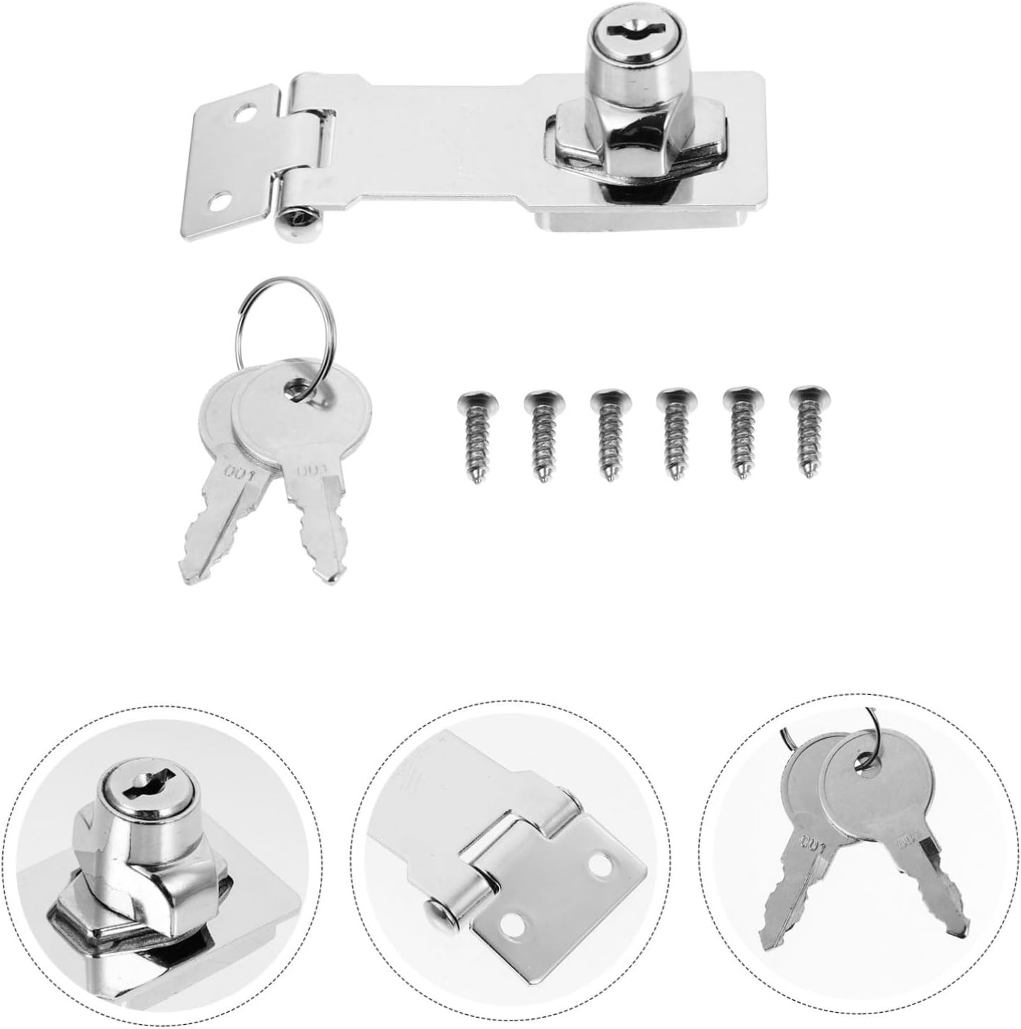 3 Sets Lock Door Hasp Decorative Padlock hasp Bathroom Door keyed Lock hasp Cabinet Buckle Cabinet Locks Keys Door hasp Buckle Metal Lock hasp Cabinet Door Lock Zinc Alloy with Key