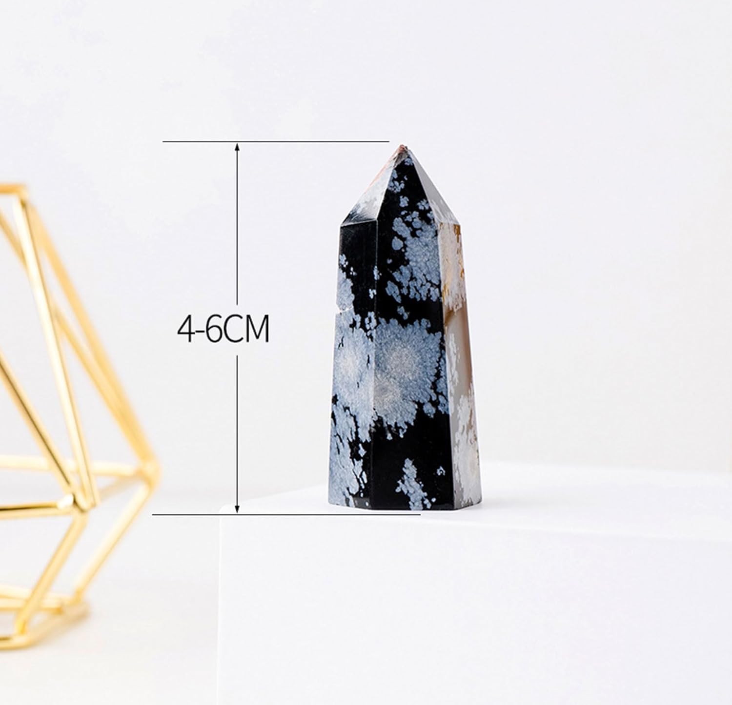 Crystal Snowflake Obsidian Column Crystal Raw Stone Single Pointed Hexagonal Column Home Office Decoration Ornaments,50~60mm