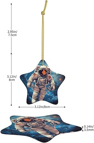Miniatura 4 de Astronauta Planet Print Christmas Ceramic Ornaments Personalized Star Xmas Hanging Ornament Christmas Tree Pendants for Home Party Holiday Office