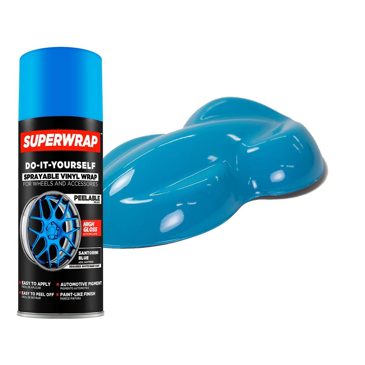 Superwrap Sprayable Vinyl Wrap for Wheels & Accessories - 11oz Spray Can/Paint - Gloss Series - Santorini Blue