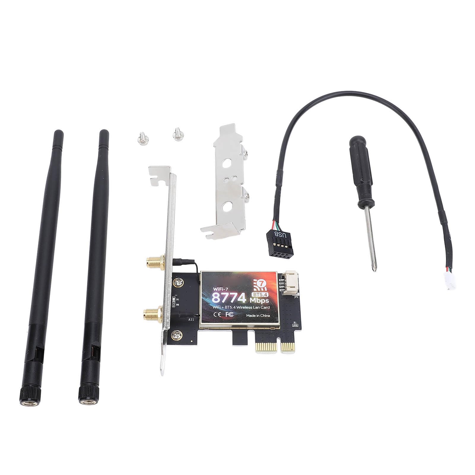 GOWENIC Netzwerkkarte, WiFi 7 8774 Mbit/s PCIe Bluetooth 5.4 mit Tri-Band, MU-MIMO, 64-Bit
