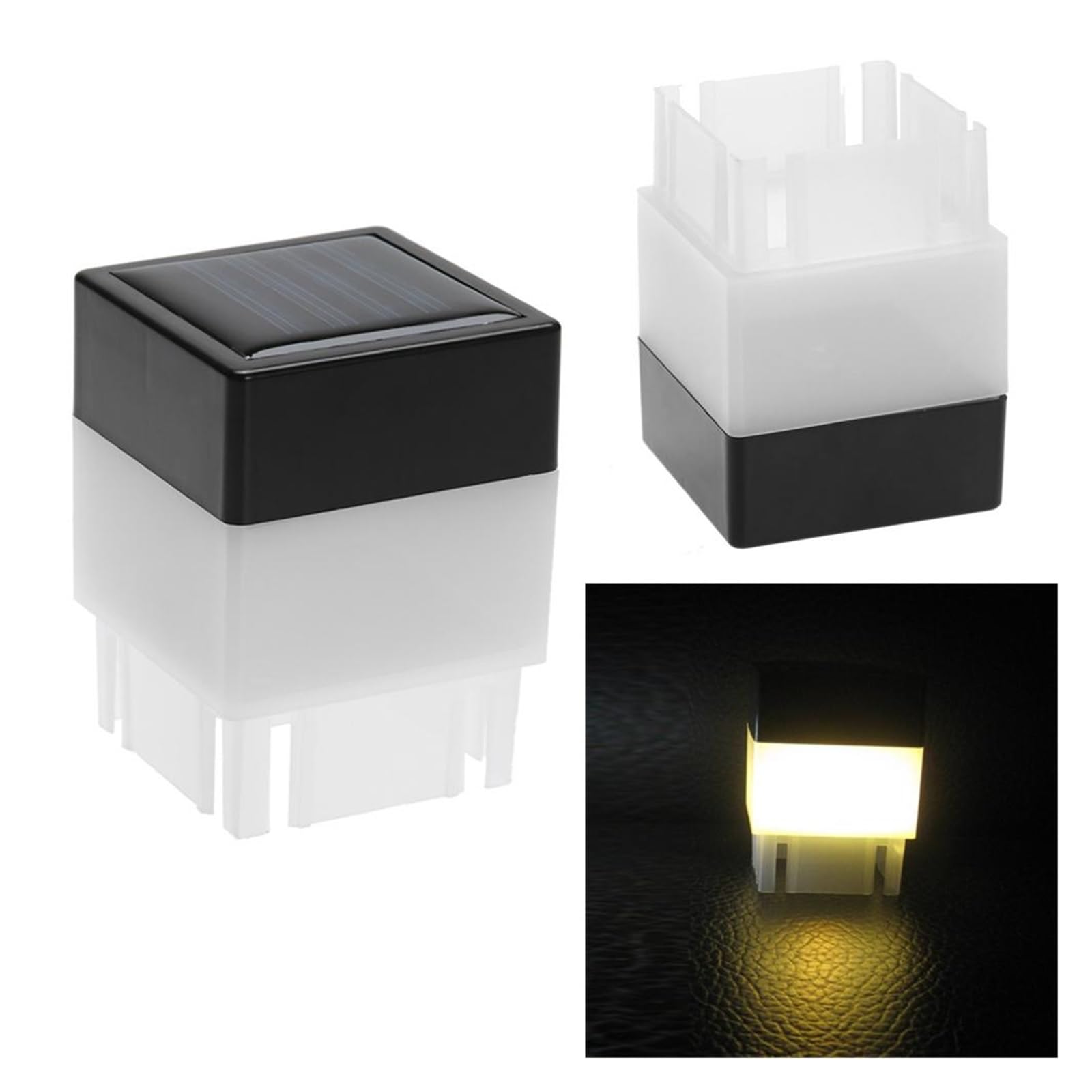 Lampa Słoneczna LED Kwadratowa Wodoodporna Słupek Ogrodzeniowy Basen Ogrodowa Ciepły Biały Zewnętrzny Reflektor Solar Post Cap Jasne OśWietlenie