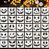 6” Pumpkin Face Stencils Halloween Stencils Reusable Pumpkin Carving Stencil for Painting on Wood Paper Window