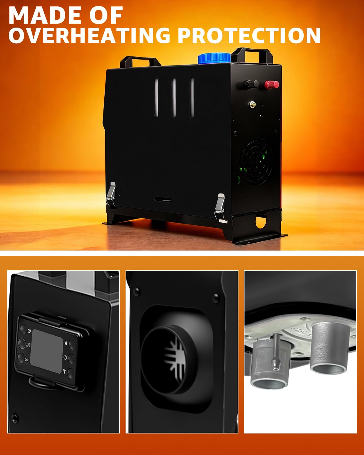 12 V 8 kW, wielofunkcyjny, przenośny, postojowy ogrzewacz powietrza z pilotem i wyświetlaczem LCD, szybkie ogrzewanie do kamperów, ciężarówek, łodzi, garaży, kamperów i przyczep samochodowych (8 kW,