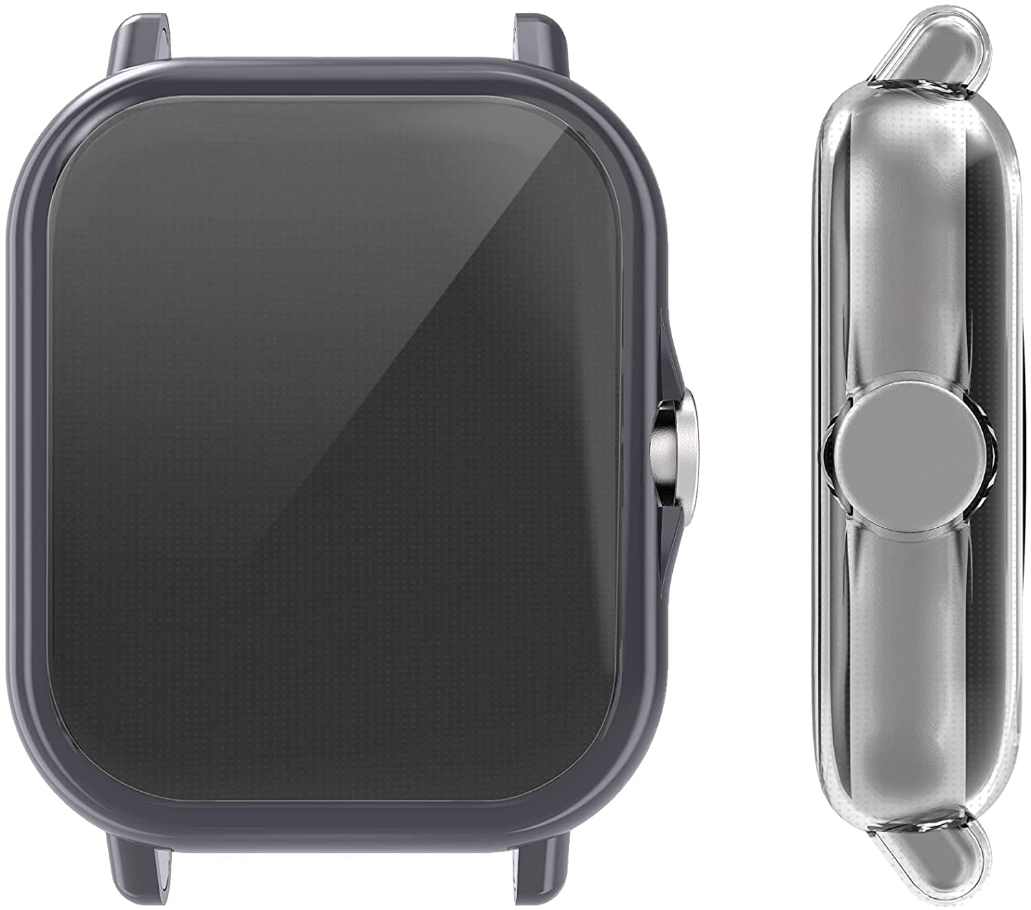 Custodia Protettiva TPU Per Amazfit GTS 2e / GTS 2 – Cover Ultrasottile Con Pellicola Inclusa (Nero + Trasparente)