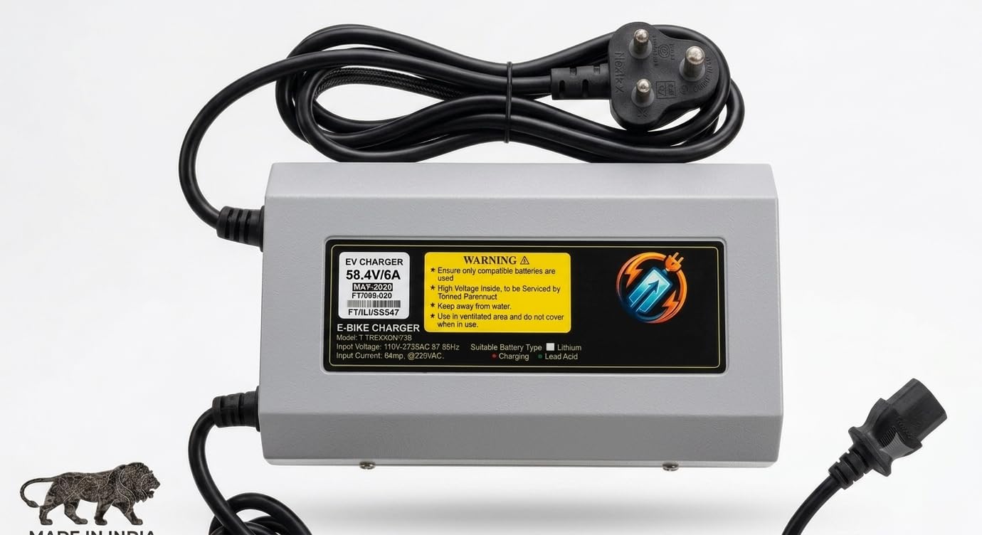 EV SCOOTY & Bike Chargers 58.4 Volt / 6 Amp Auto Battery Cut (Round PIN XLR Hero Type Connector) with Led Endication (Lithium Battery Charger) Suitable for All e-vehicless-picture-12