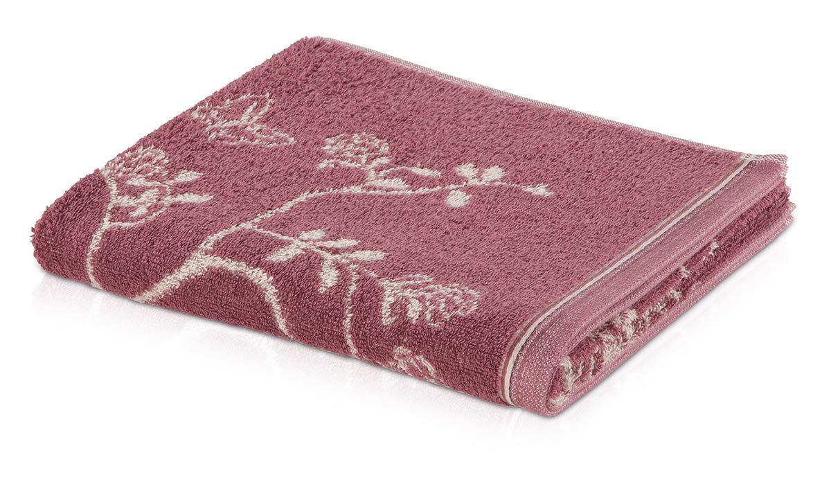 Möve Bohème Flowering branch shower towel 80 x 150 cm, Towel - Made in Germany, 85% cotton 15% linen, Mauve/Nature