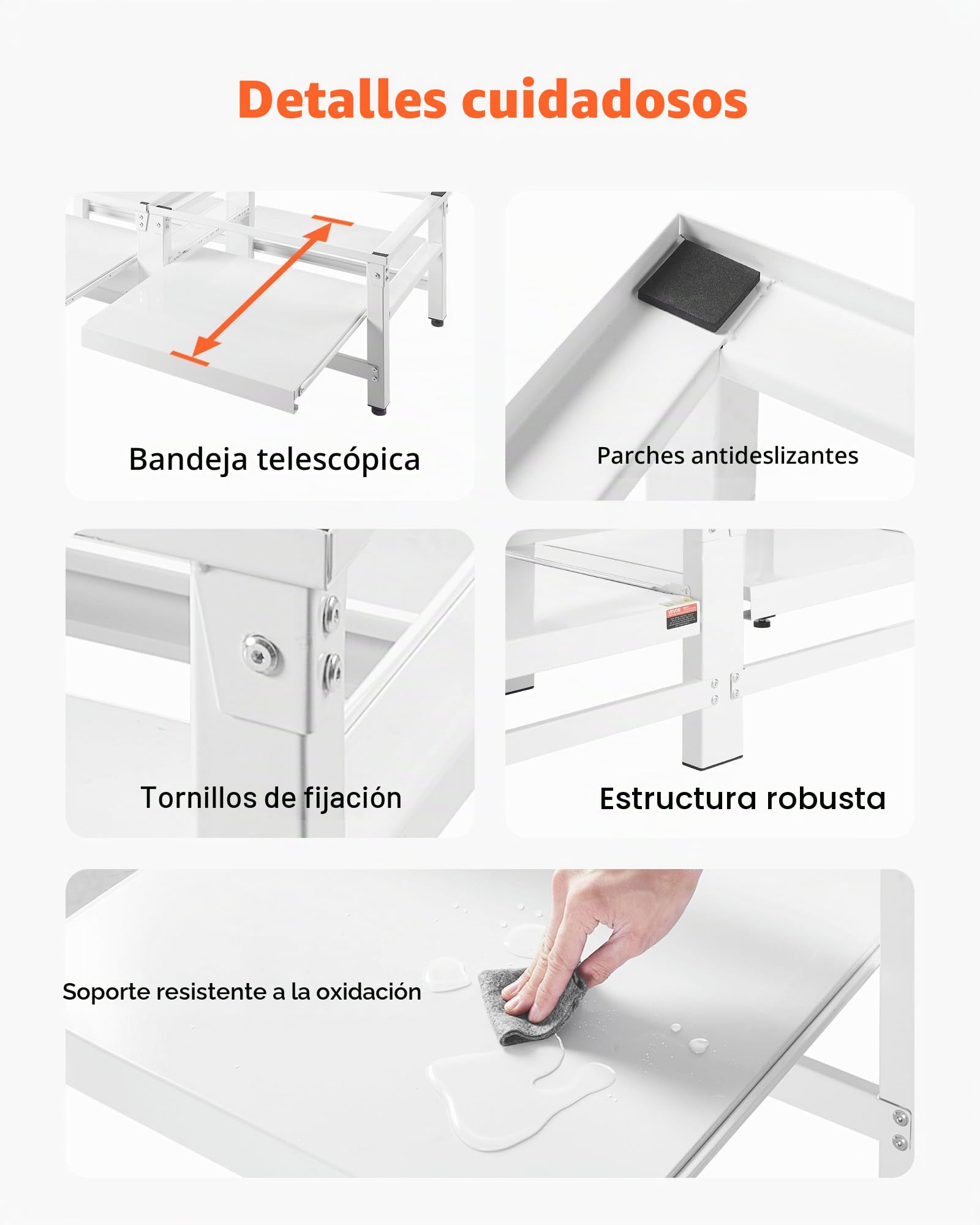 VEVOR Soporte para Lavadora Alto de 370 mm, Base de Lavadora de Acero Resistente, Capacidad de Carga de 318 kg, Pedestal Universal para Secadora con Bandeja Extraíble, Patas Antideslizantes, 2 Piezas
