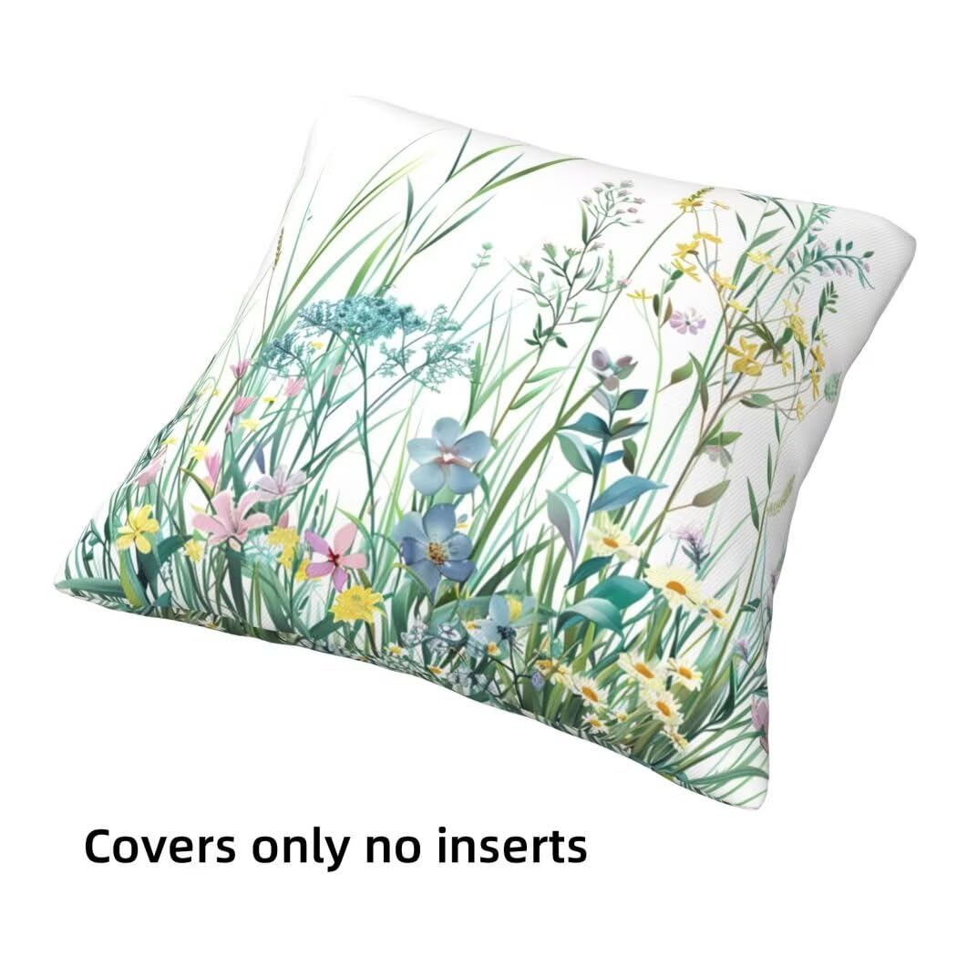 Poszewka na poduszkę z dzikimi kwiatami 60 x 60 cm poszewka na poduszkę miękka aksamitna poduszka dekoracyjna na sofę, 4 sztuki poszewki na poduszki z ukrytym zamkiem błyskawicznym dekoracja do domu