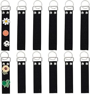 ORIGACH 12-Pack Portable Felt Pin Display Keychains for Enamel Pins & Brooches - 2 Sizes, Pre-Punched Holes, Black