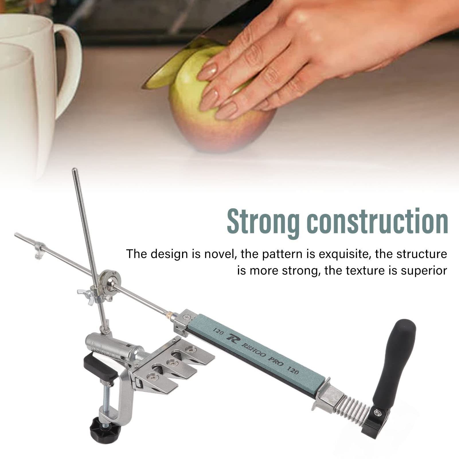 Ostrzałka do noży o stałym kącie, 120 320 600 1500 Grit Knife Sharpener Kit System z 4 dwustronnymi kamieniami ostrzącymi, Stainless Steel Kitchen Chef Knife Sharpening Kit