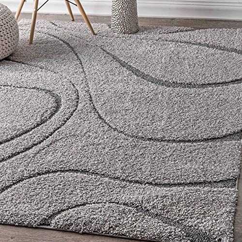 Image of Export Quality Microfiber Hand Woven Shaggy Carpet Collection with 2 inch Pile Height Carpet for Living Room & Hall Size 12x12 feet Square coular Grey