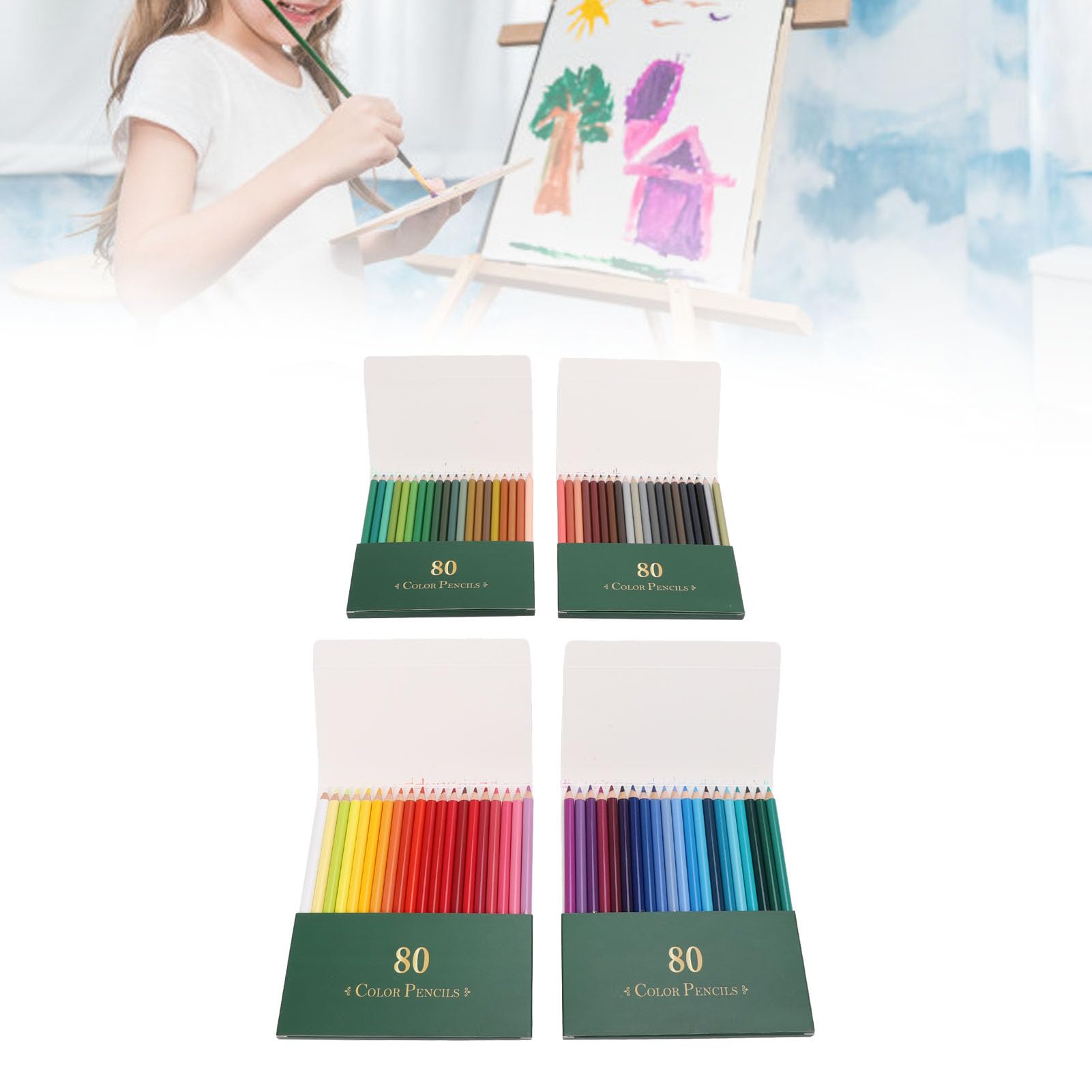 Art 80 Zwykłych Kolorowych Ołówków, 80 Kolorów Zestawu Ołówków, Kolorowe Ołówki do Kolorowania dla Dorosłych, Szkicowania i Rysowania, Zestaw Ołówków do Kreskowania Krzyżowego