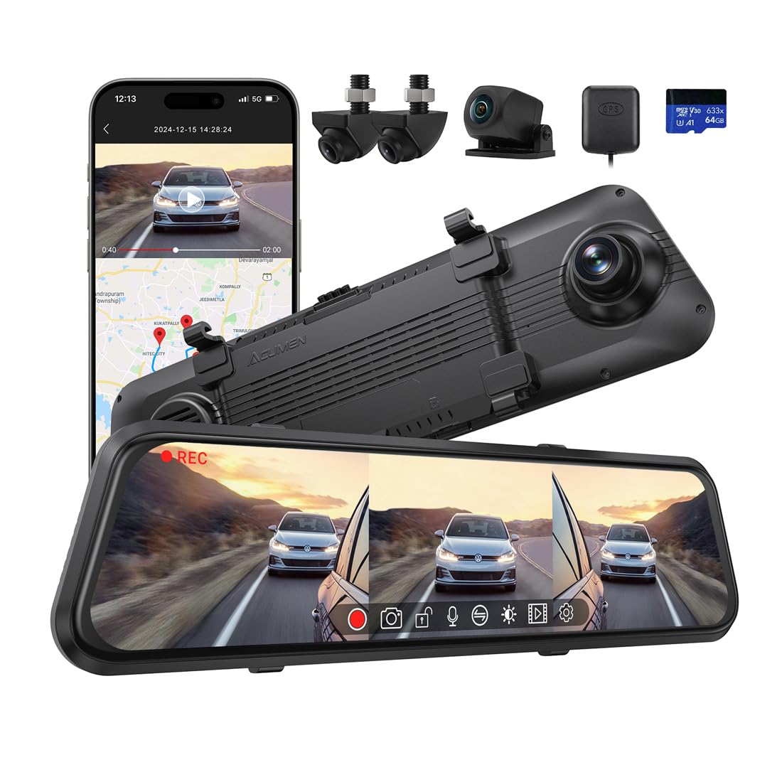ACUMEN 4K Rear View Mirror Camera,Smart 12