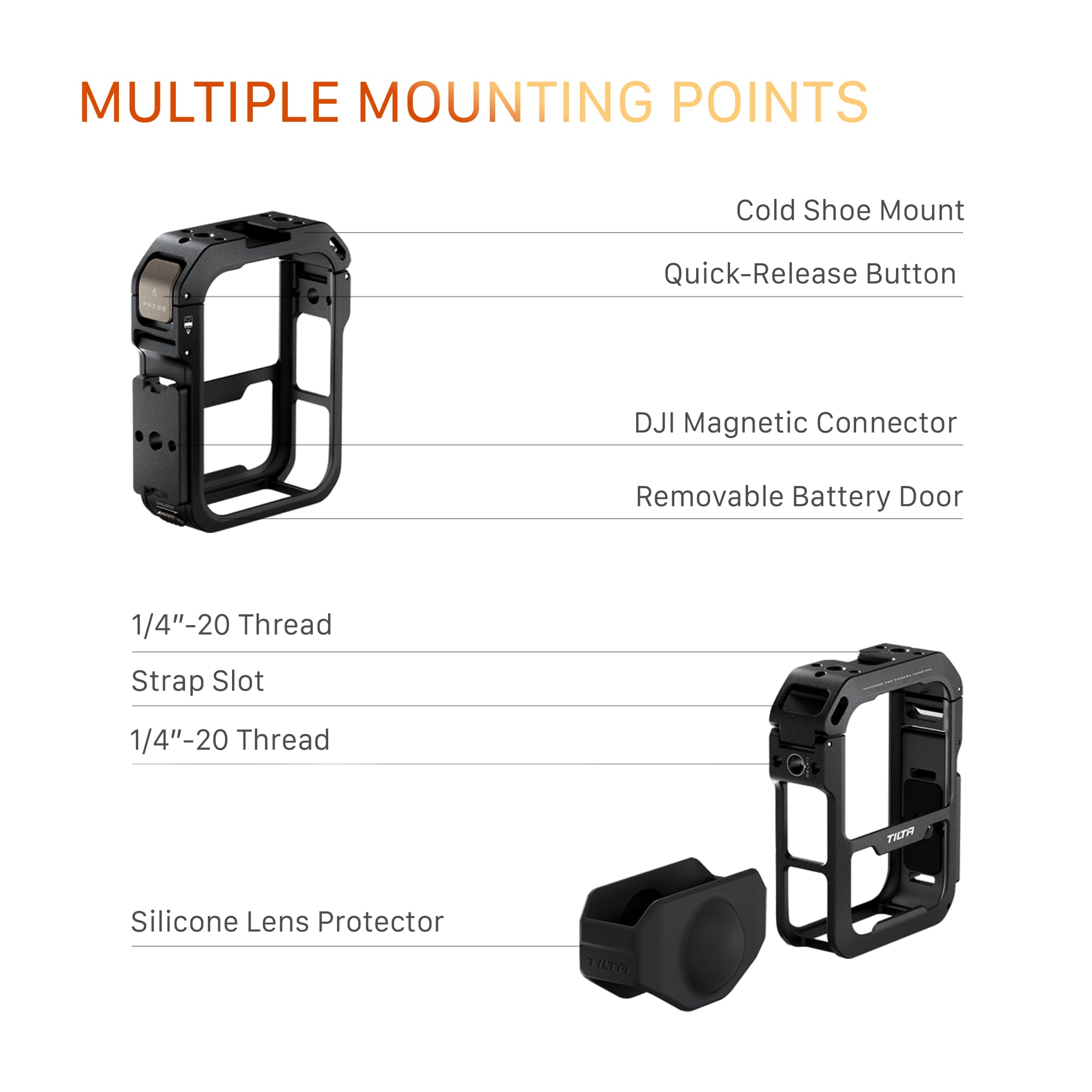 Tilta Cage DJI Osmo 360, Cage pour Caméra Kit de Montage Horizontal - Noir TA-T89-A-B