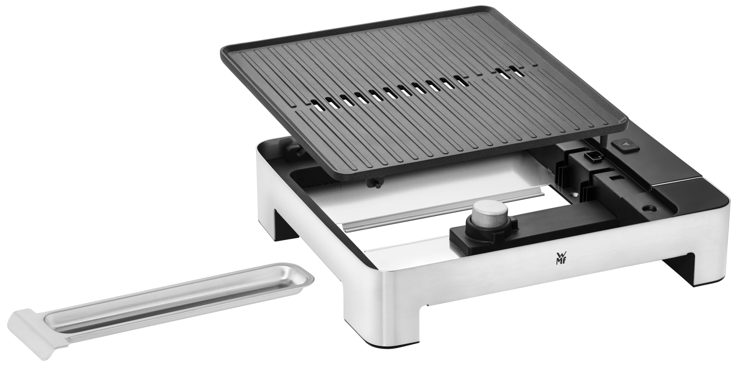 WMF Lono - Parrilla De Mesa, 1250 W, Acero Inoxidable/Revestimiento Antiadherente