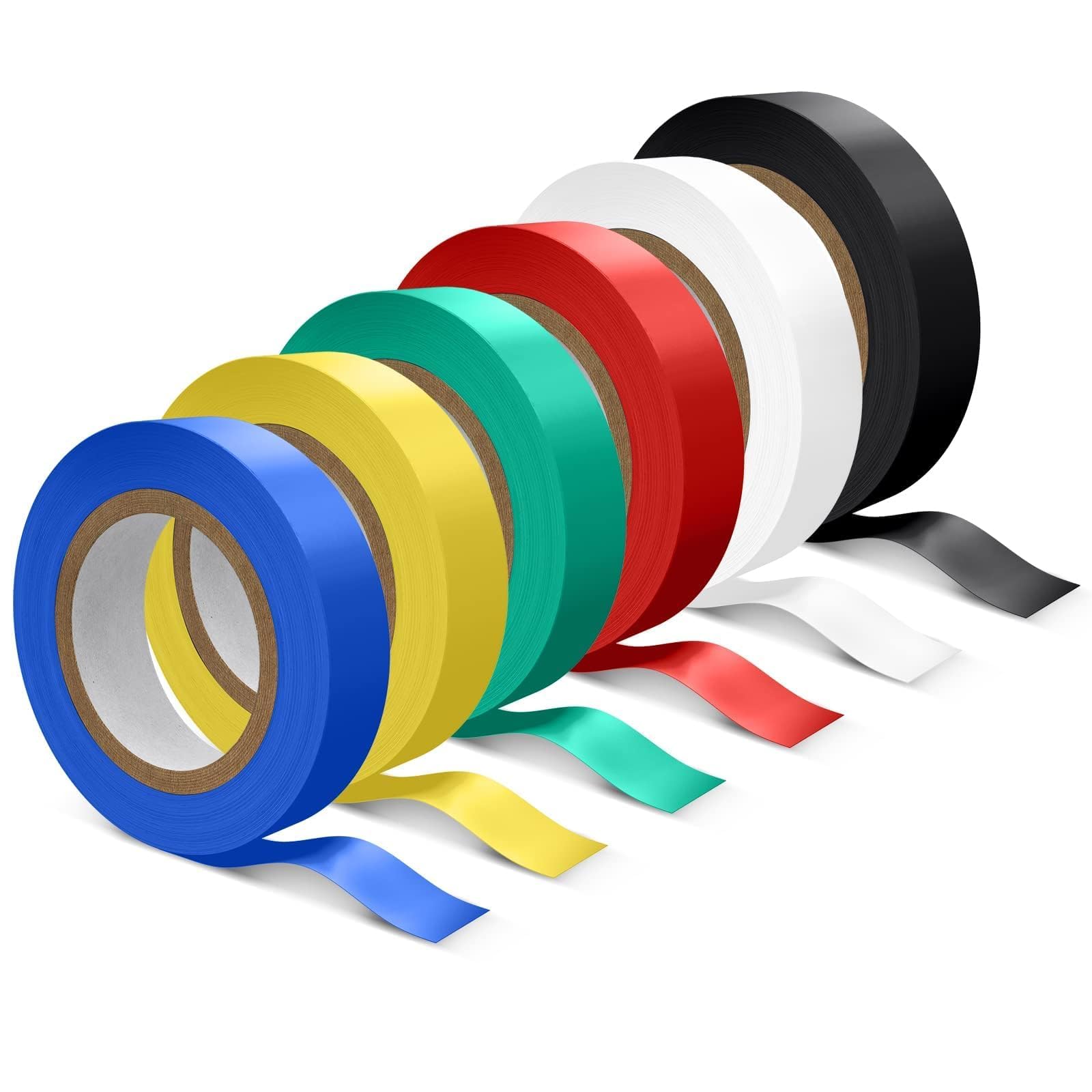 JieGuanG Electrical Tapes, 6 Rolls 295ft Insulating Wire Tape Waterproof PVC Adhesives Fasteners Gaffer Tape Electrical Automotive Hardware Insulation Tapes, 3/5 inch x 49ft Each Roll, Mixed Colors