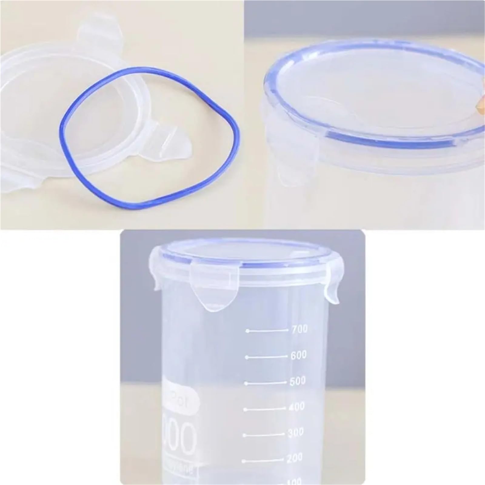 Barattoli sigillati for alimenti trasparenti cilindrici da 4 pezzi Scatole ermetiche for in PP a chiusura ermetica Per Biscotti(10 * 11.5cm)